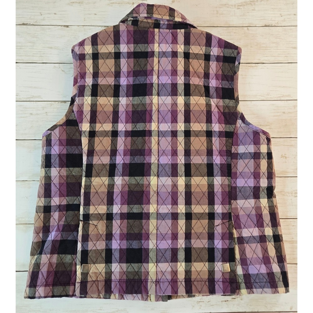 Christopher & Banks Plaid Quilted Snap Front Vest Size Large - Picture 5 of 10